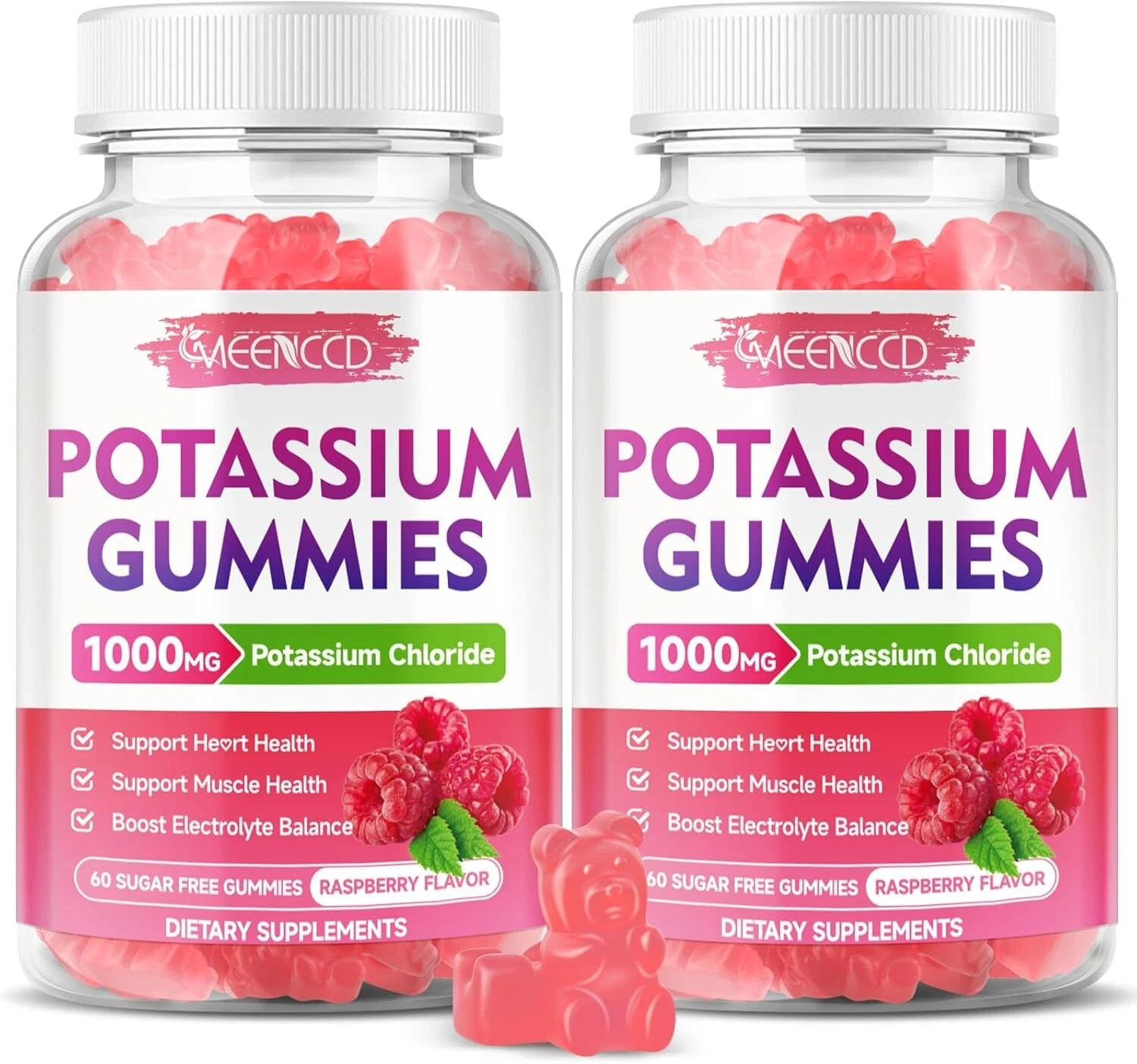 2 Pack Potassium Gummies Potassium Chloride 1000mg for Adults Sugar-Free Pota...