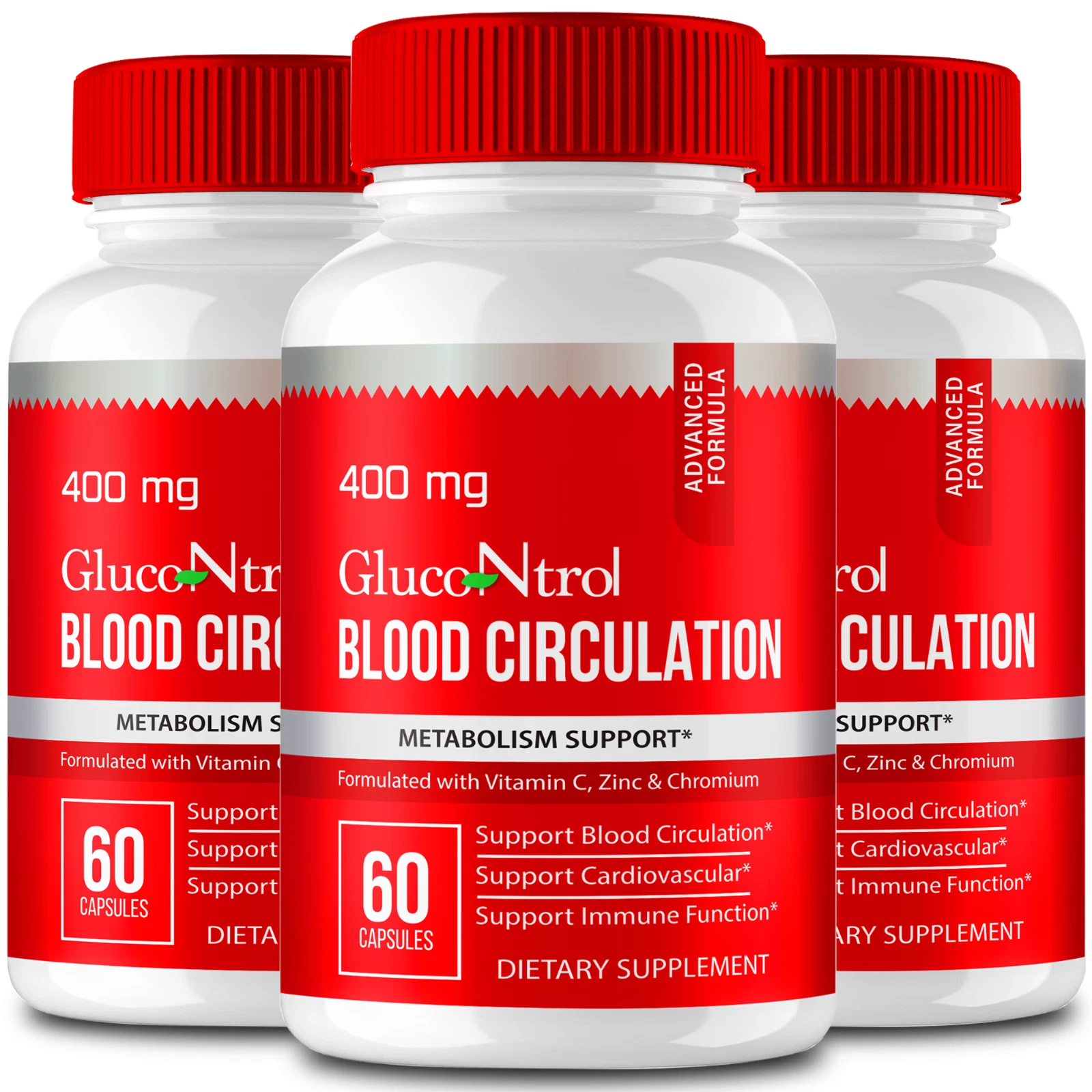 (3 Pack) GlucoNtrol Optimized Blood Sugar Support, Blood Circulation Pills