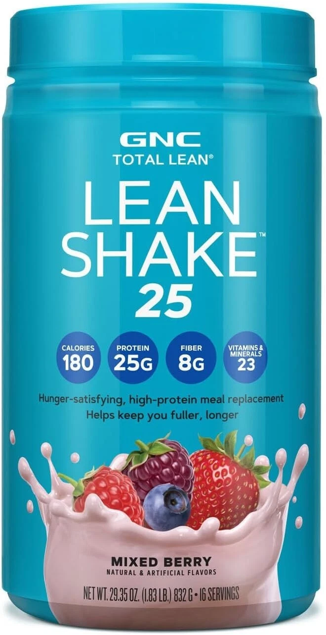 GNC Total Lean Lean Shake 25 Hunger Satisfying Protein Shake Mixed Berry, 1.83LB