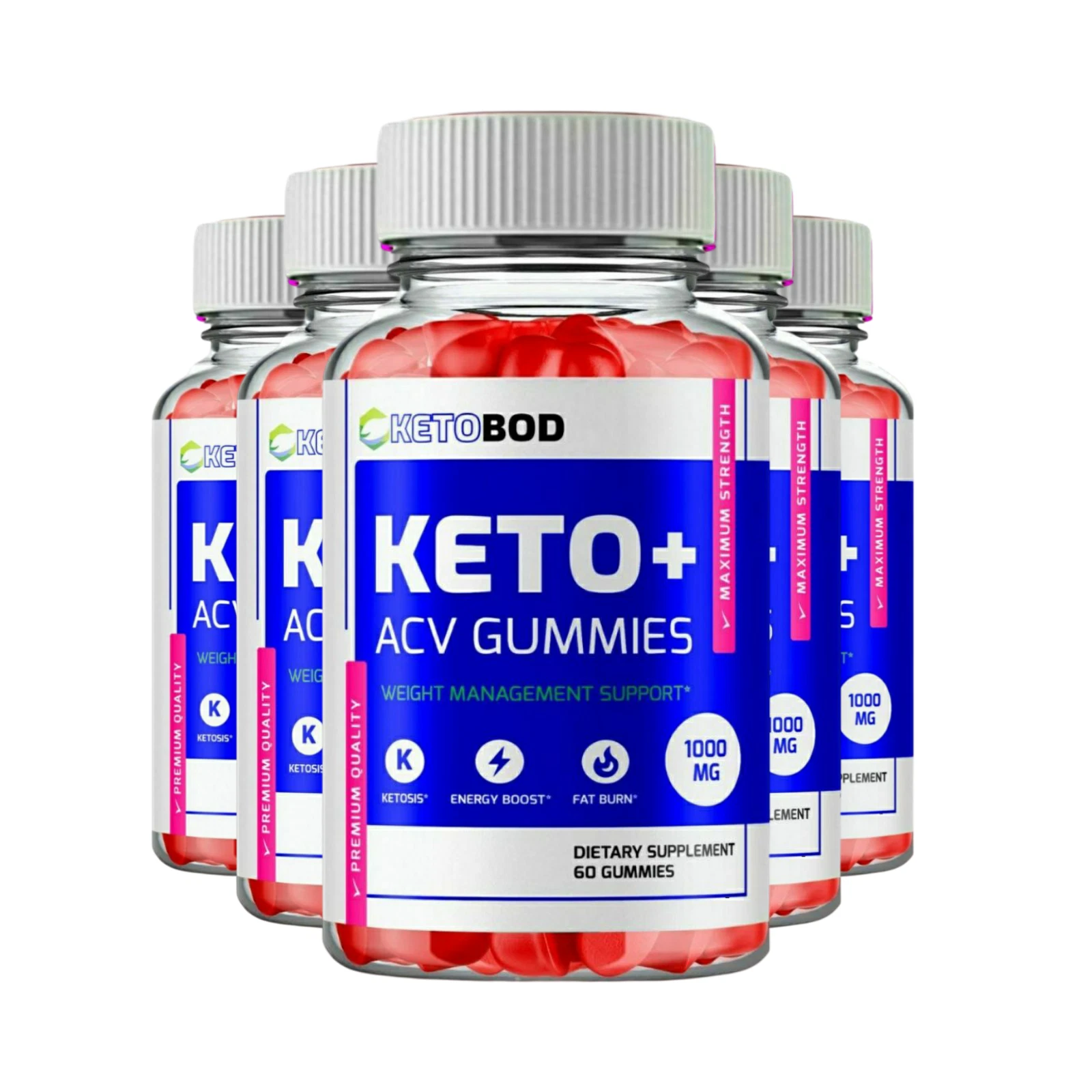 5-Pack KetoBod ACV Gummies, Keto Bod Weight Loss Supplement - 300 Gummies