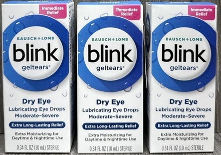Blink Gel Tears Lubricating Eye Drops 0.34 fl oz PACK OF 3 - EXP: 03/2025 SEALED