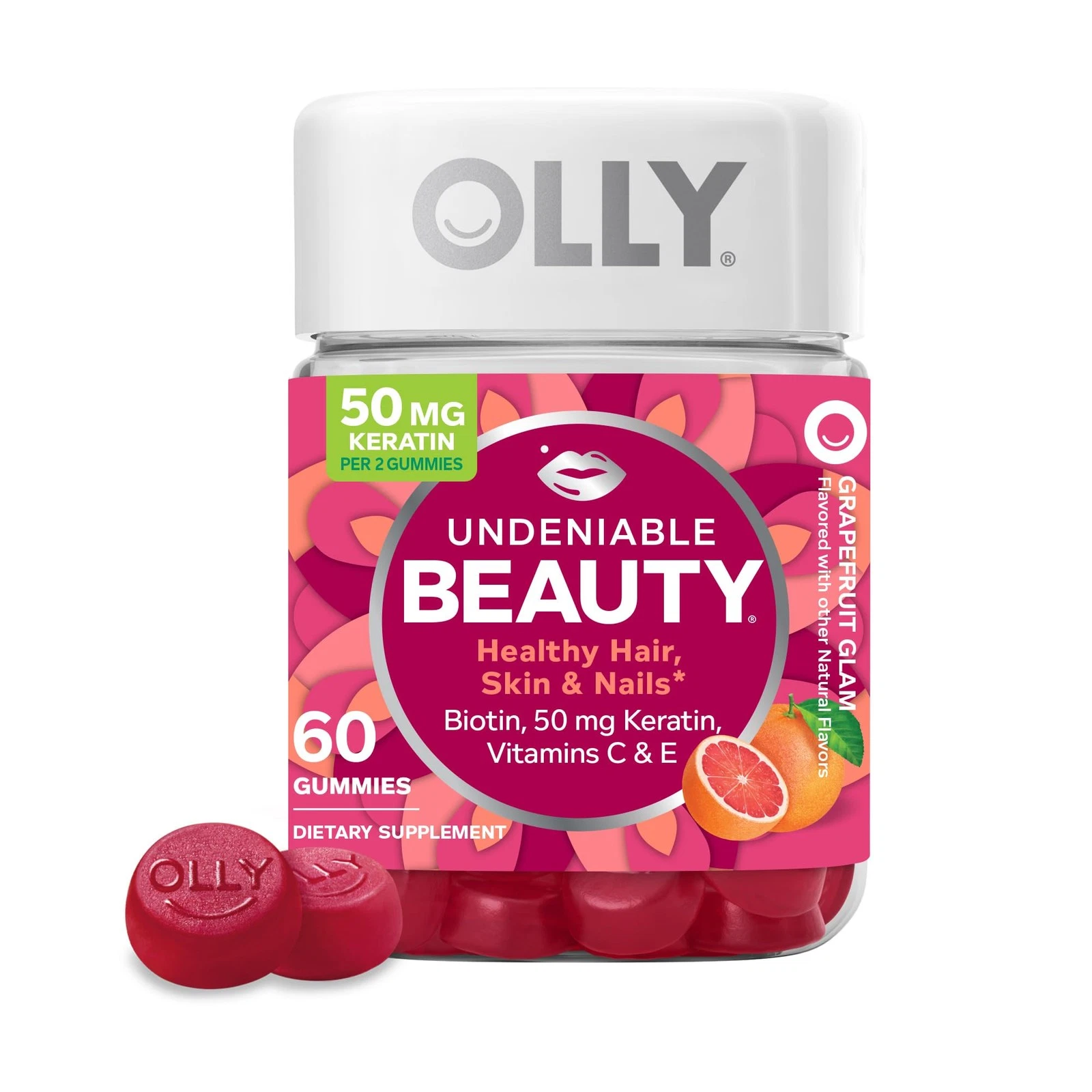 OLLY Undeniable Beauty Gummy, For Hair, Skin, Nails, Biotin, Vitamin C, Keratin,