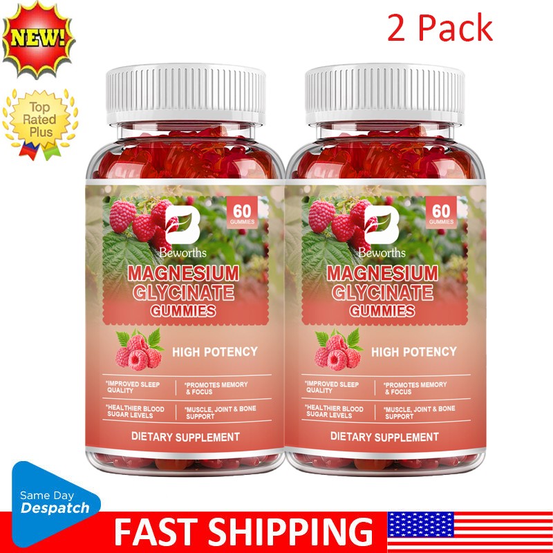 Magnesium Glycinate Gummies 60pcs, Improved Sleep,Promote Memory & Focus