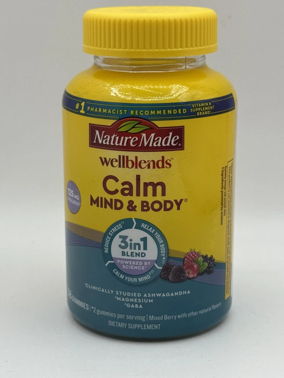 Nature Made Wellblends Calm Mind and Body Mixed Berry Gummies 38ct Ex 12/2025