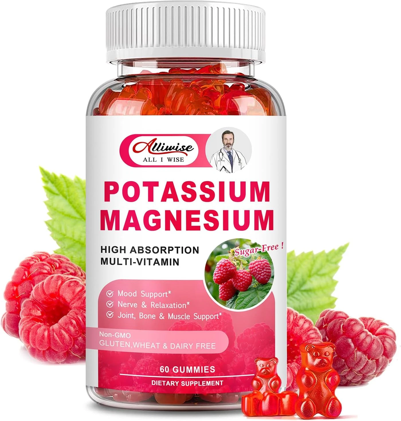Potassium Magnesium Supplement Gummies with Potassium Citrate 200Mg + Magnesium