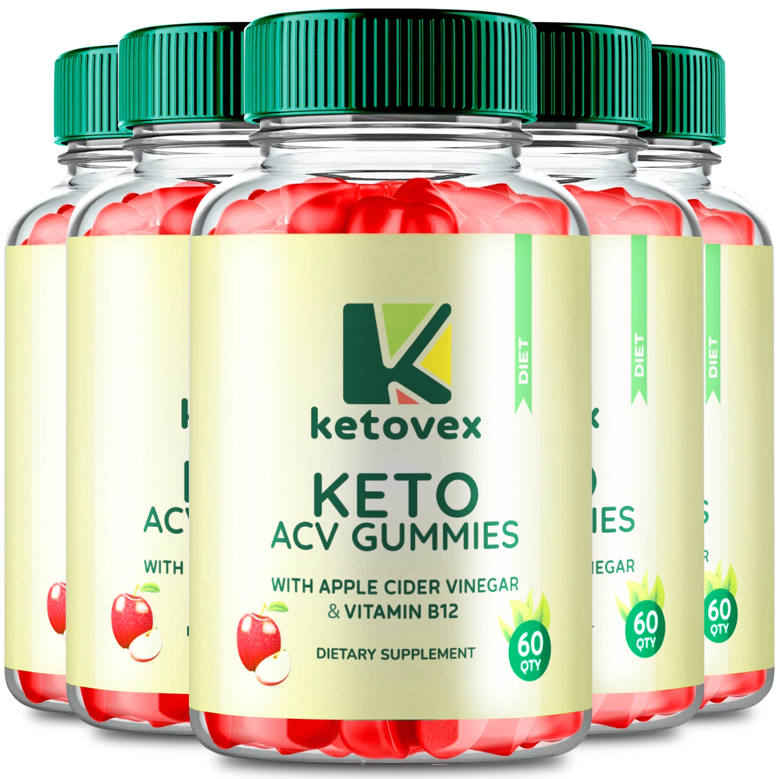 (5 Pack) Ketovex Keto ACV Gummies, Keto Vex ACV for Weight Loss (180 Gummies)