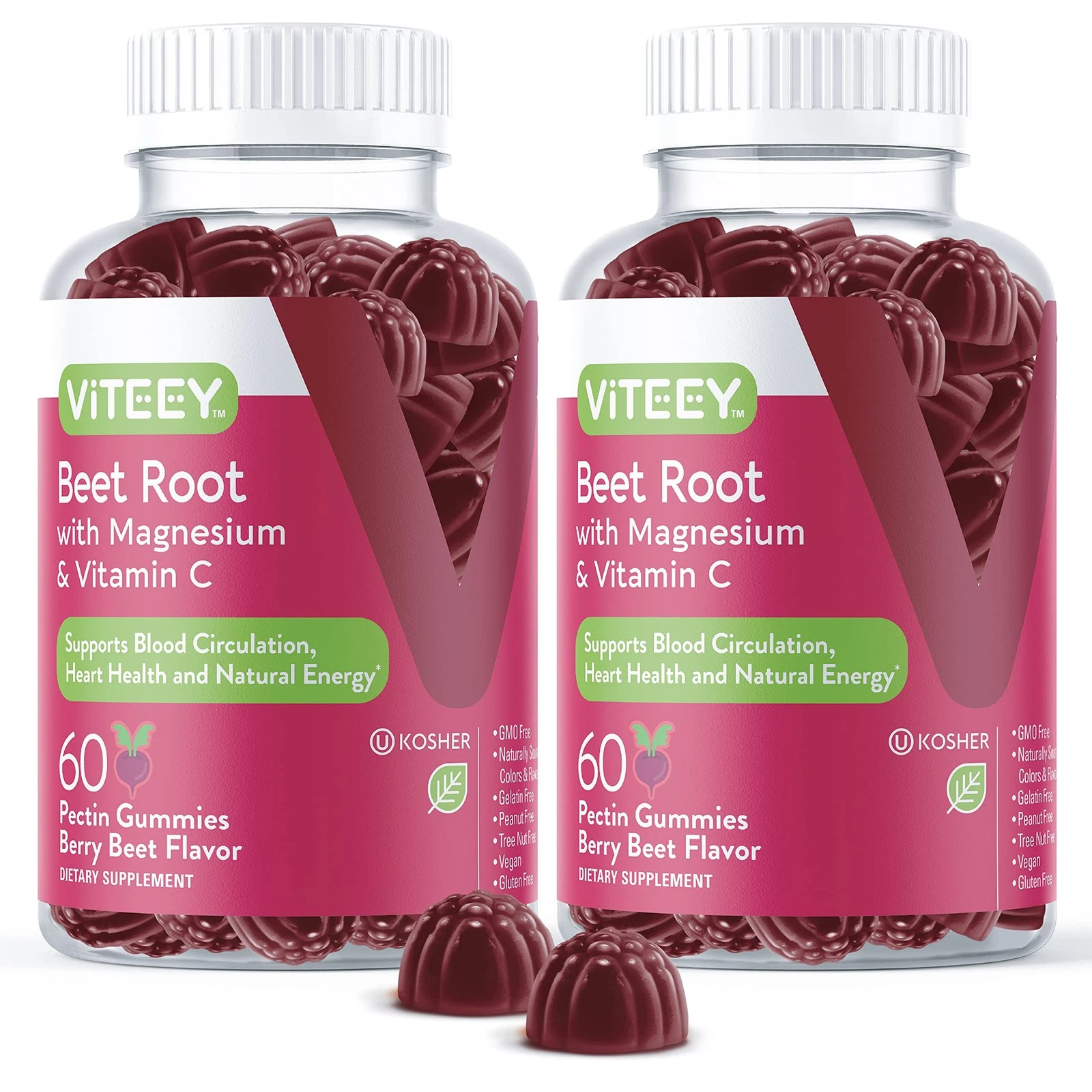 Beet Root Gummies with Magnesium & Vitamin C Supports Circulation & Energy