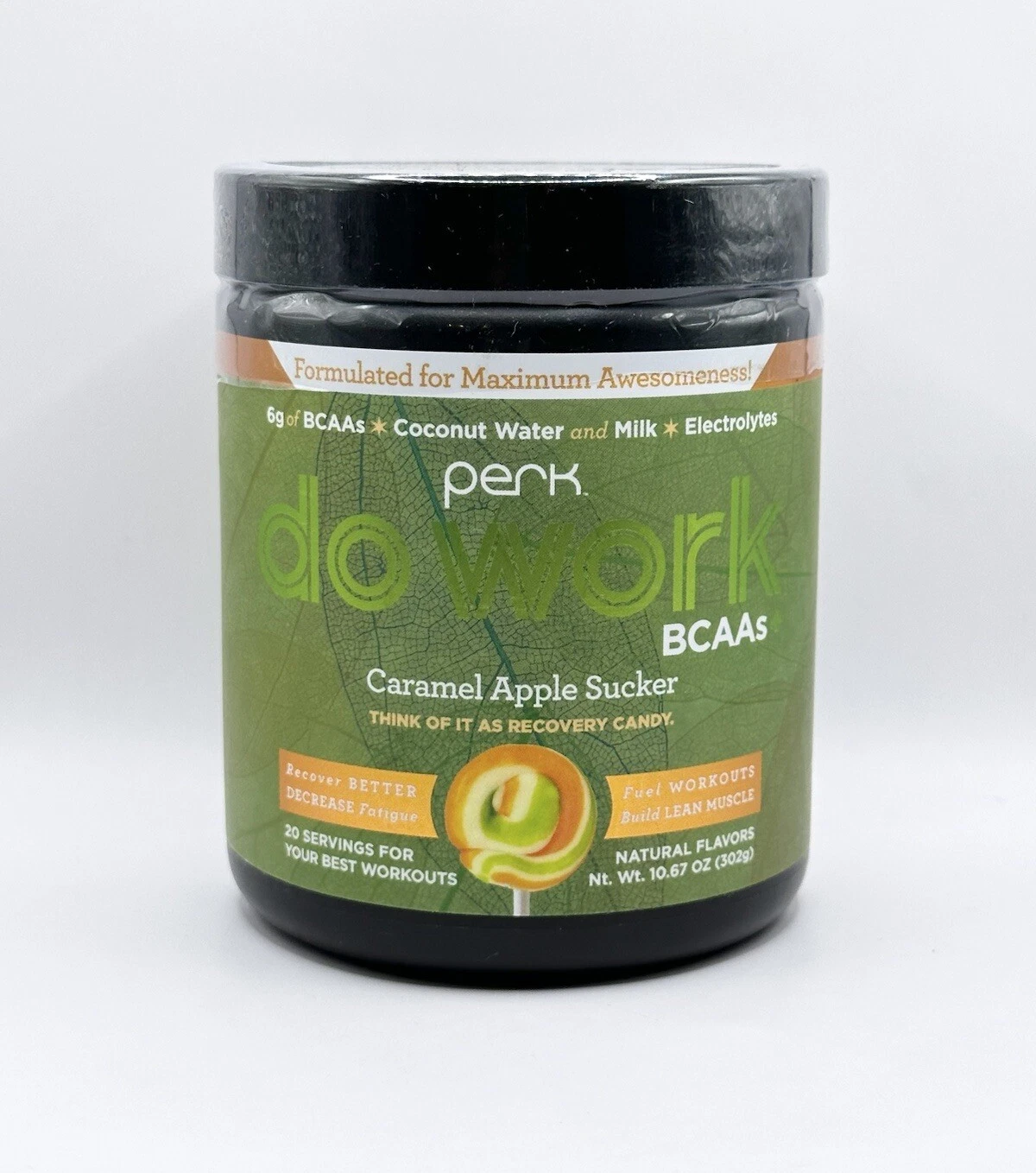 Perk Do Work BCAAs Caramel Apple Sucker (20 Servings) 10.67 oz New & Sealed
