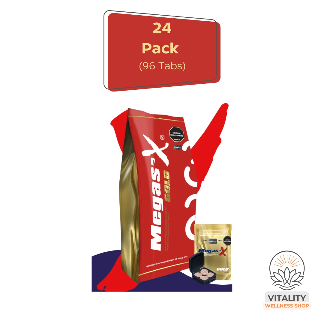 Megas'X Gold - Natural Vitality Support Supplement | 24 Sachets (96 Tabs)