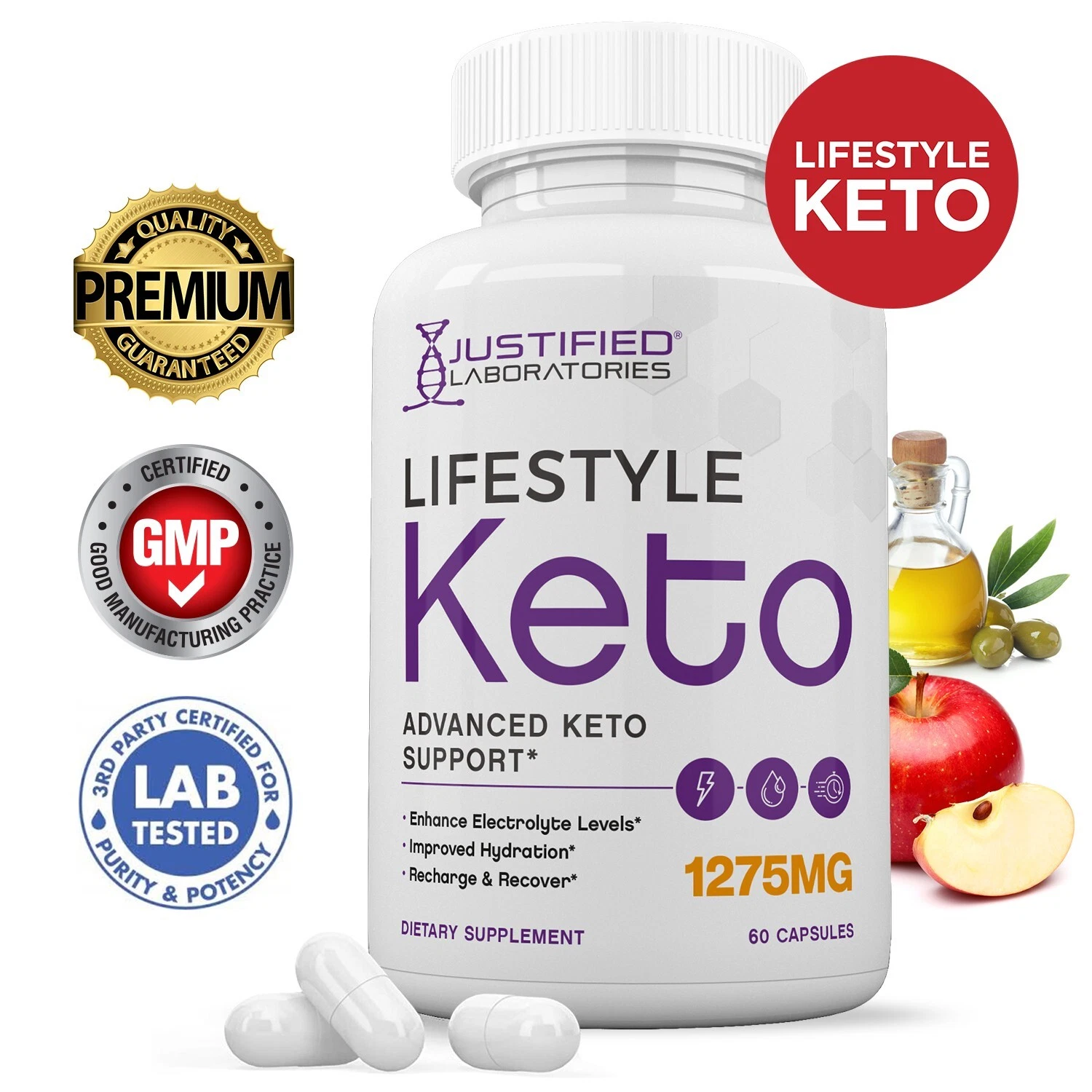 Lifestyle Keto ACV Pills 1275MG New Improved Formula 60 Capsules