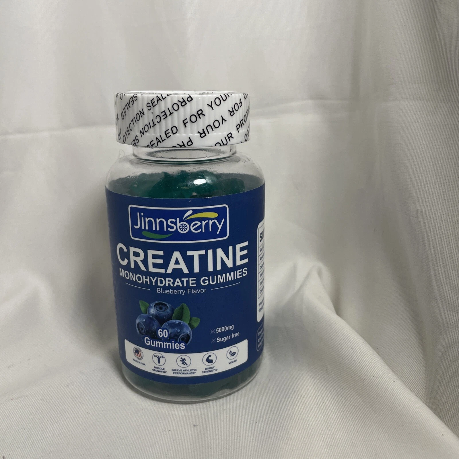 Creatine Monohydrate Gummies 5000mg Blueberry Muscle Growth Supplement - 60 Ct