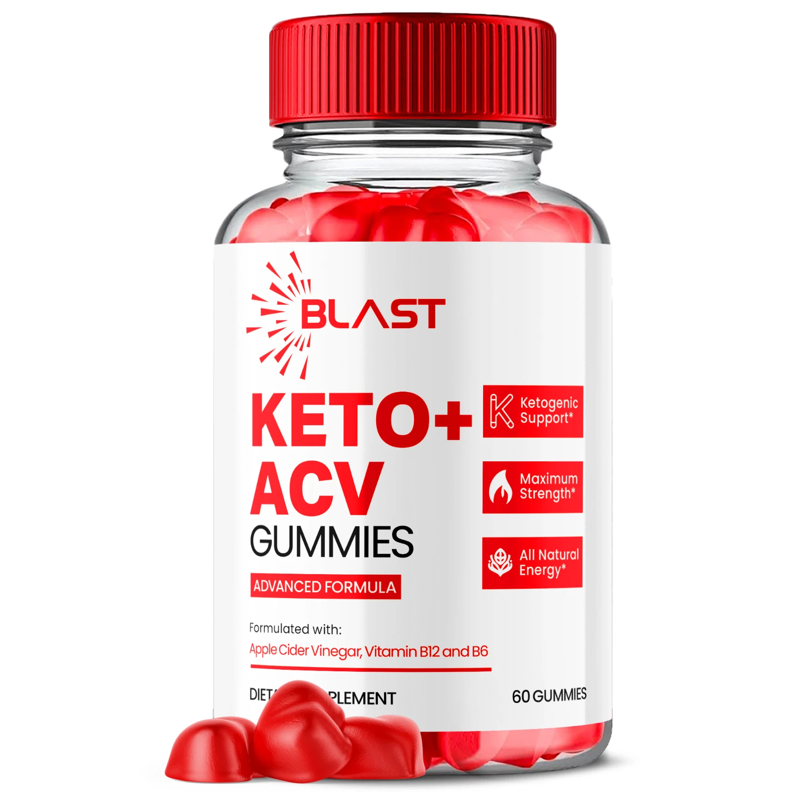 Blast Keto Apple Cider Vinegar Gummies Max ACV Strength Supplement 60 Gummies