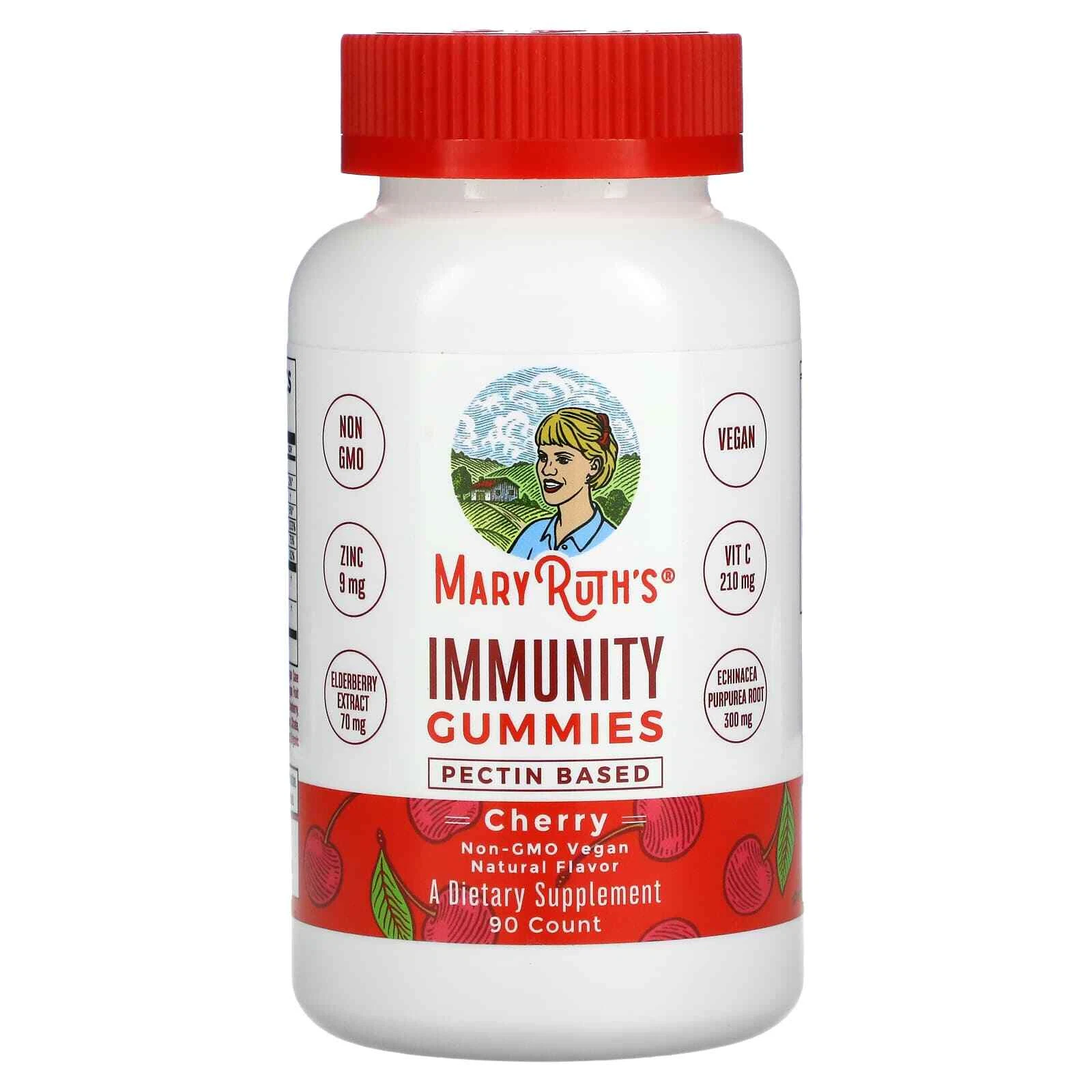 2 X MaryRuth, Immunity Gummies, Ages 4+, Cherry, 90 Gummies