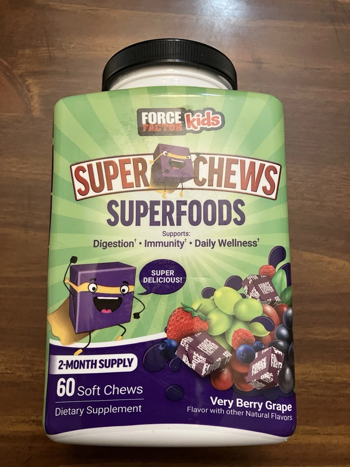FORCE FACTOR Kids Superfood Chews, Kids Vitamins and Immune Support Berry Grape