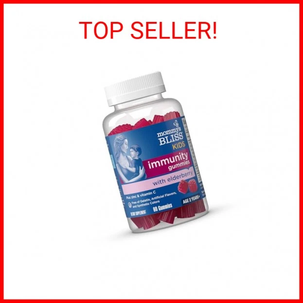 Mommy's Bliss Kids Elderberry Gummies, Supports Immunity (60ct) w/ Black Elderbe
