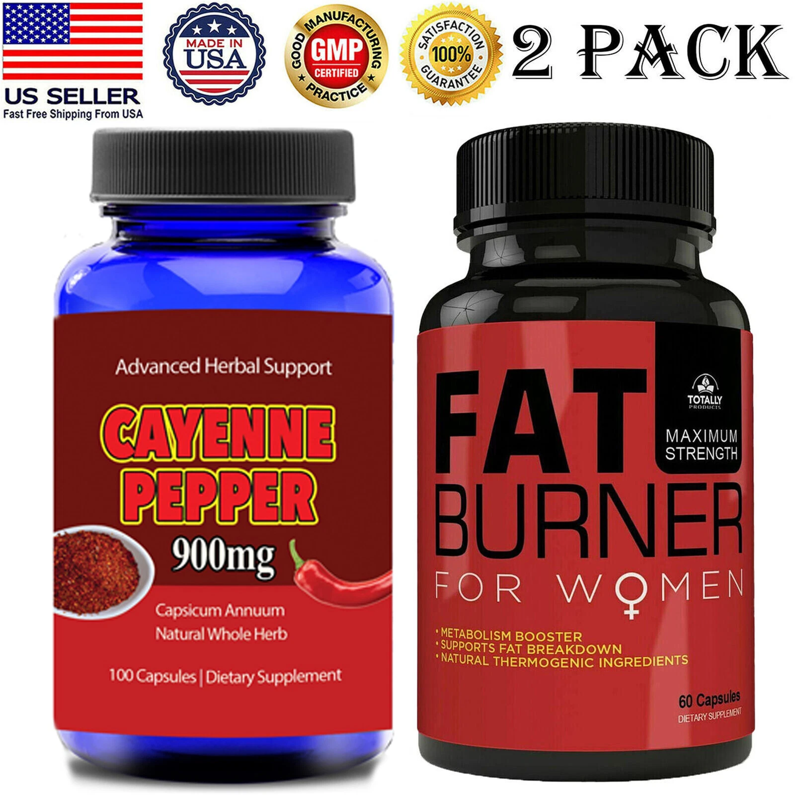 Cayenne Pepper Weight Loss Supplement Women Fat Burner Helps Metabolism Capsules