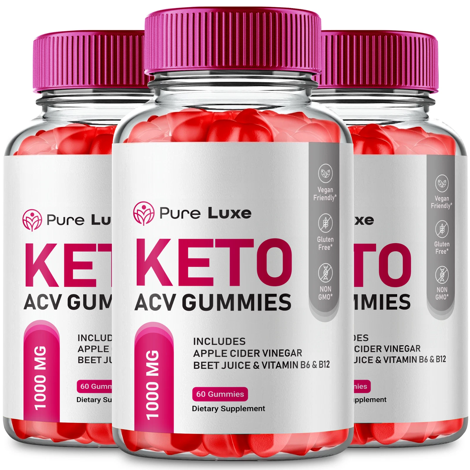 (3 Pack) Pure Luxe ACV Gummies, Pure Luxe for Weight Loss Gummies (180 Gummies)