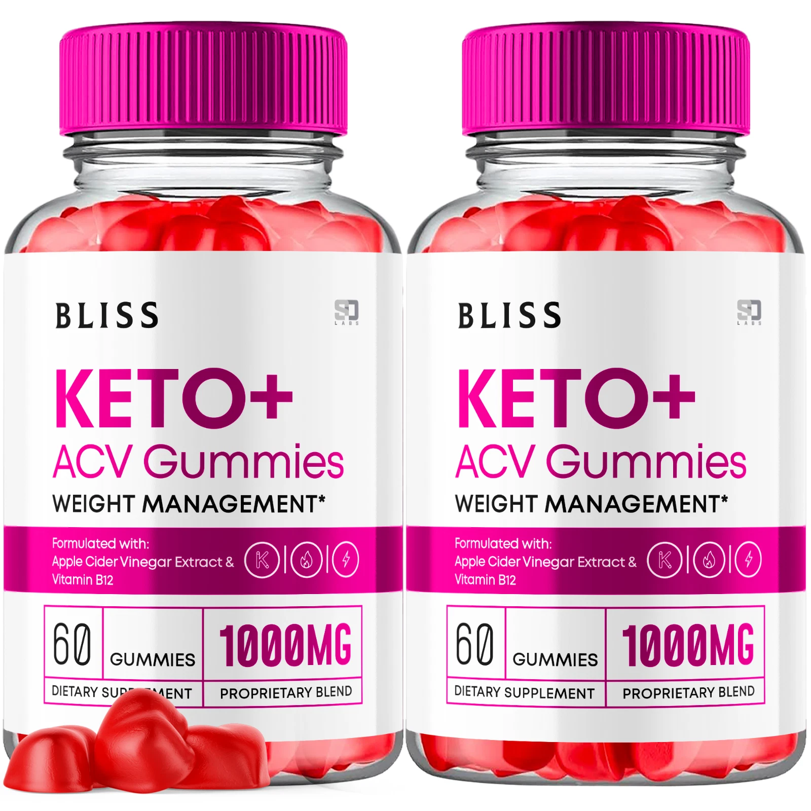 (2 Pack) Bliss Keto Gummies, Bliss Keto ACV Gummies Weight Loss (120 Gummies)