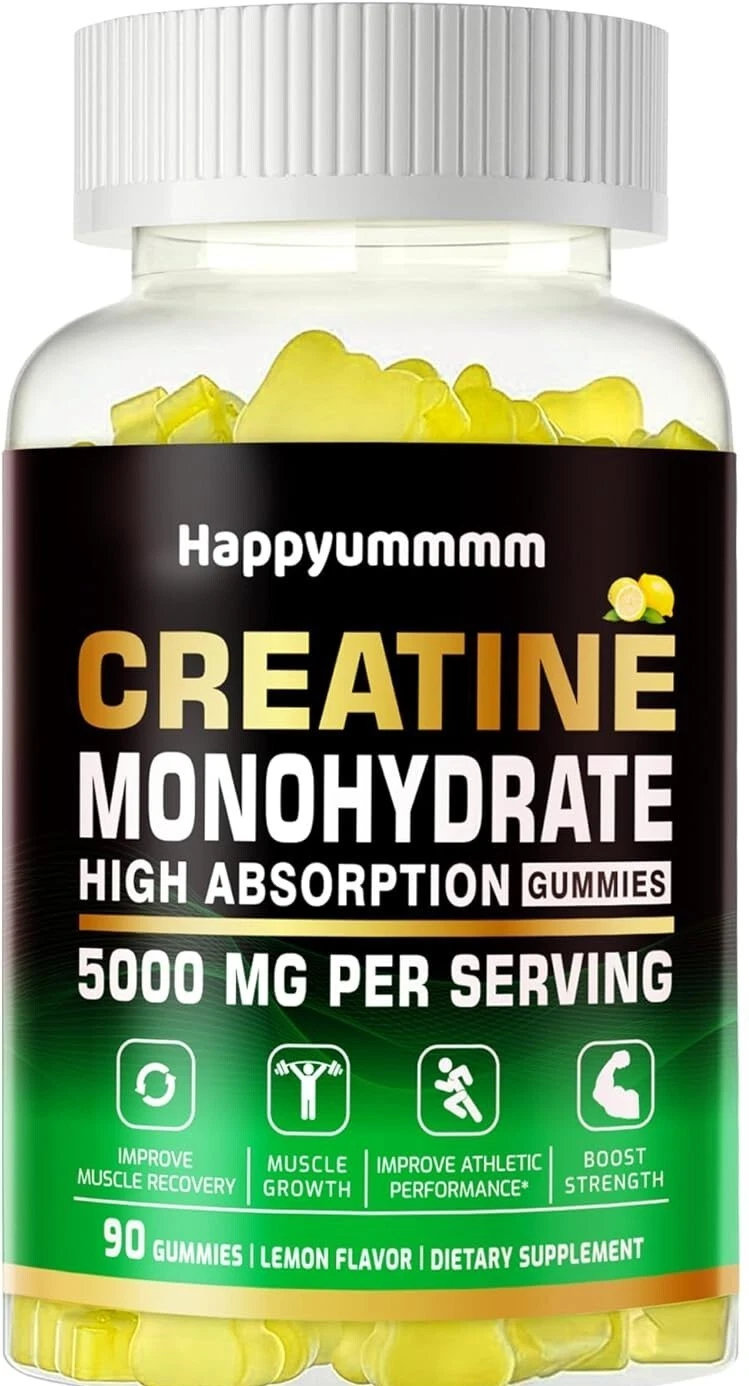 Creatine Monohydrate Gummies 5g Sugar Free - Lemon Flavor - 90ct - Free Shipping