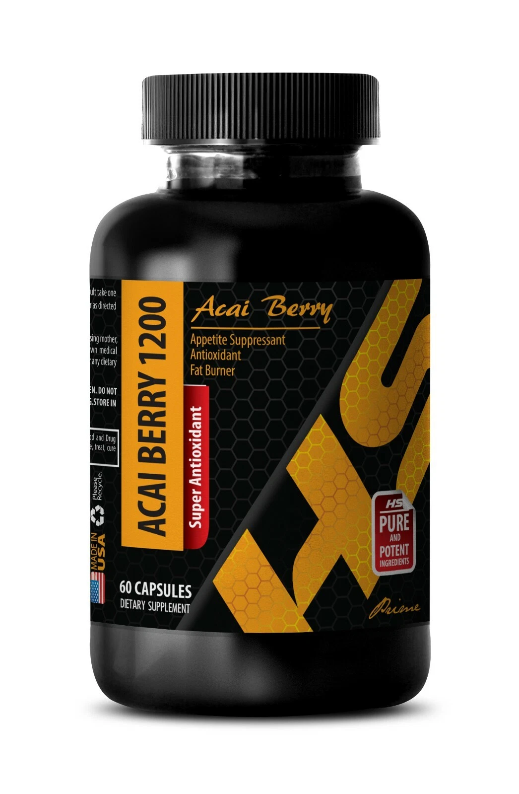 Natural Fat Burner - ACAI BERRY 1200mg - Weight Loss Pills 1 Bottle 60 Capsules