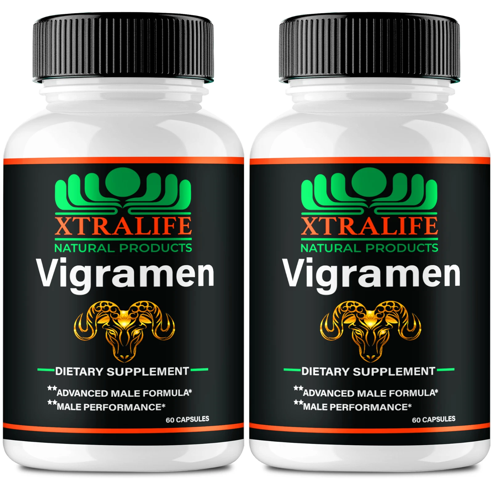 (2 Pack) Vigramen Male Pills, Vigra Men Maximum Performance Supplement Capsules