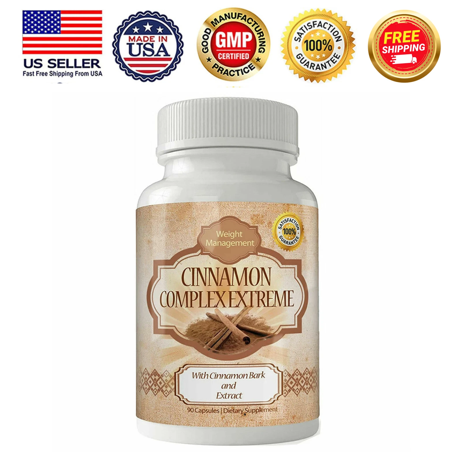 Cinnamon 1000mg Support Fat Weight Loss Blood Sugar Dietary Pills Free Shipping
