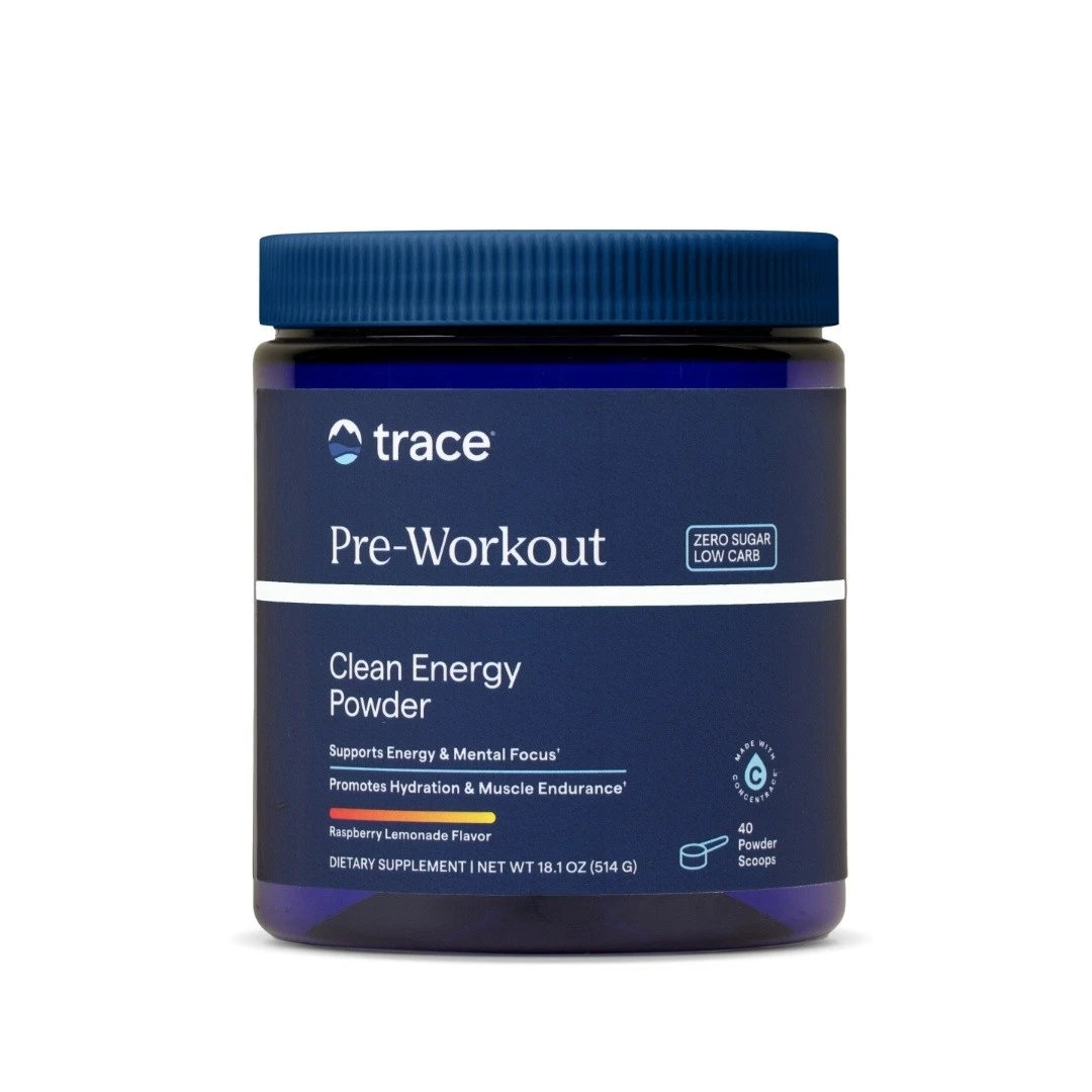 Trace Minerals Pre-Workout Powder Hydration Muscle Energy Raspberry Lemon 40srv