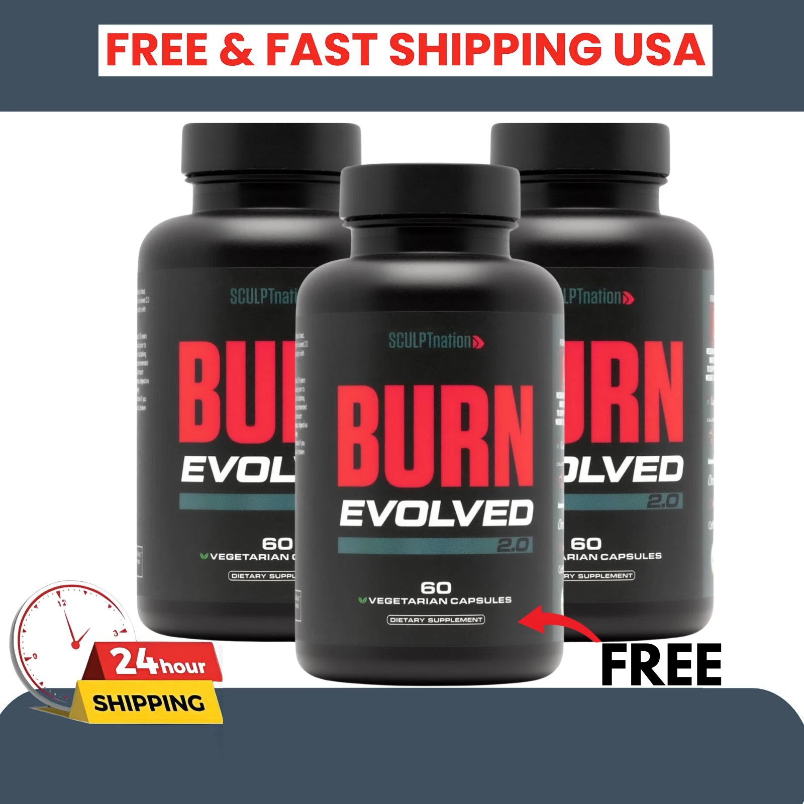 Sculptnation Fat Burn Evolved Thermogenic Burner Weight Loss New & Sealed-3pc