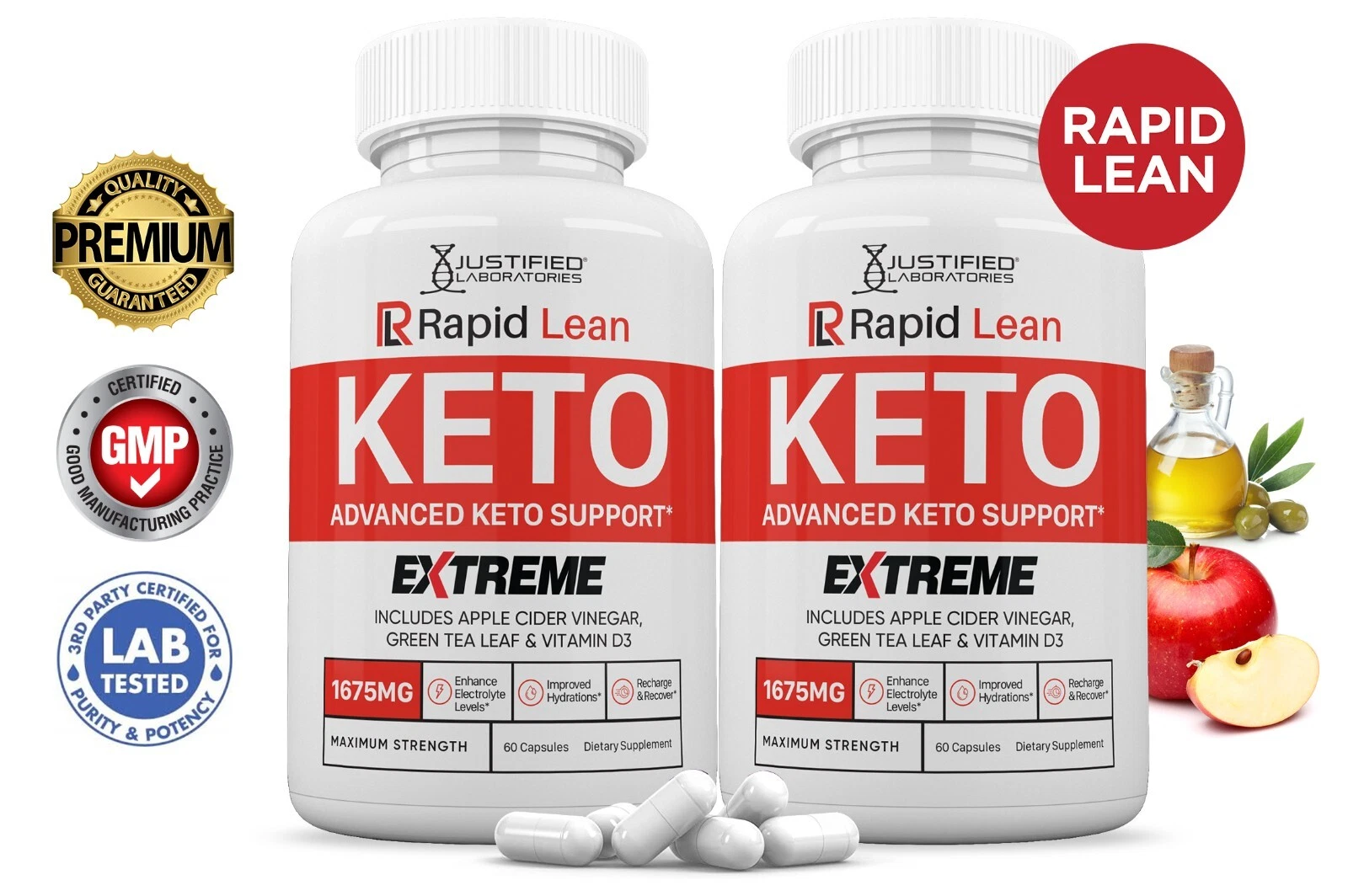 Rapid Lean Keto ACV Extreme Pills 1675MG Stronger Thn Gummys Keto Support 2Pk