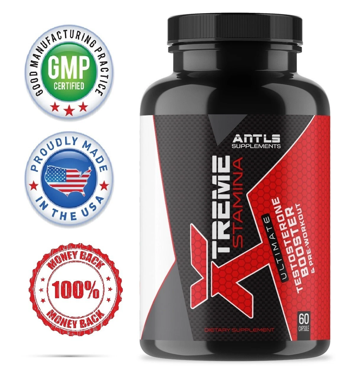 Testosterone Booster Pre Workout Nitric Oxide L arginine Men's ANTLS SUPPLEMENTS