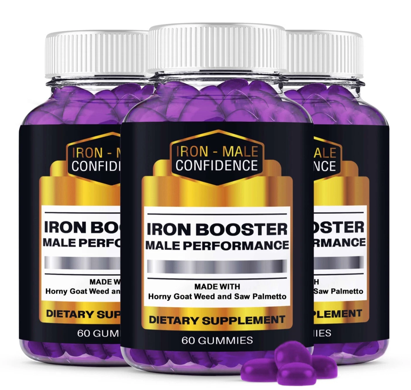 (3 Pack) Iron Booster Male Performance, IronBooster Advanced Gummies