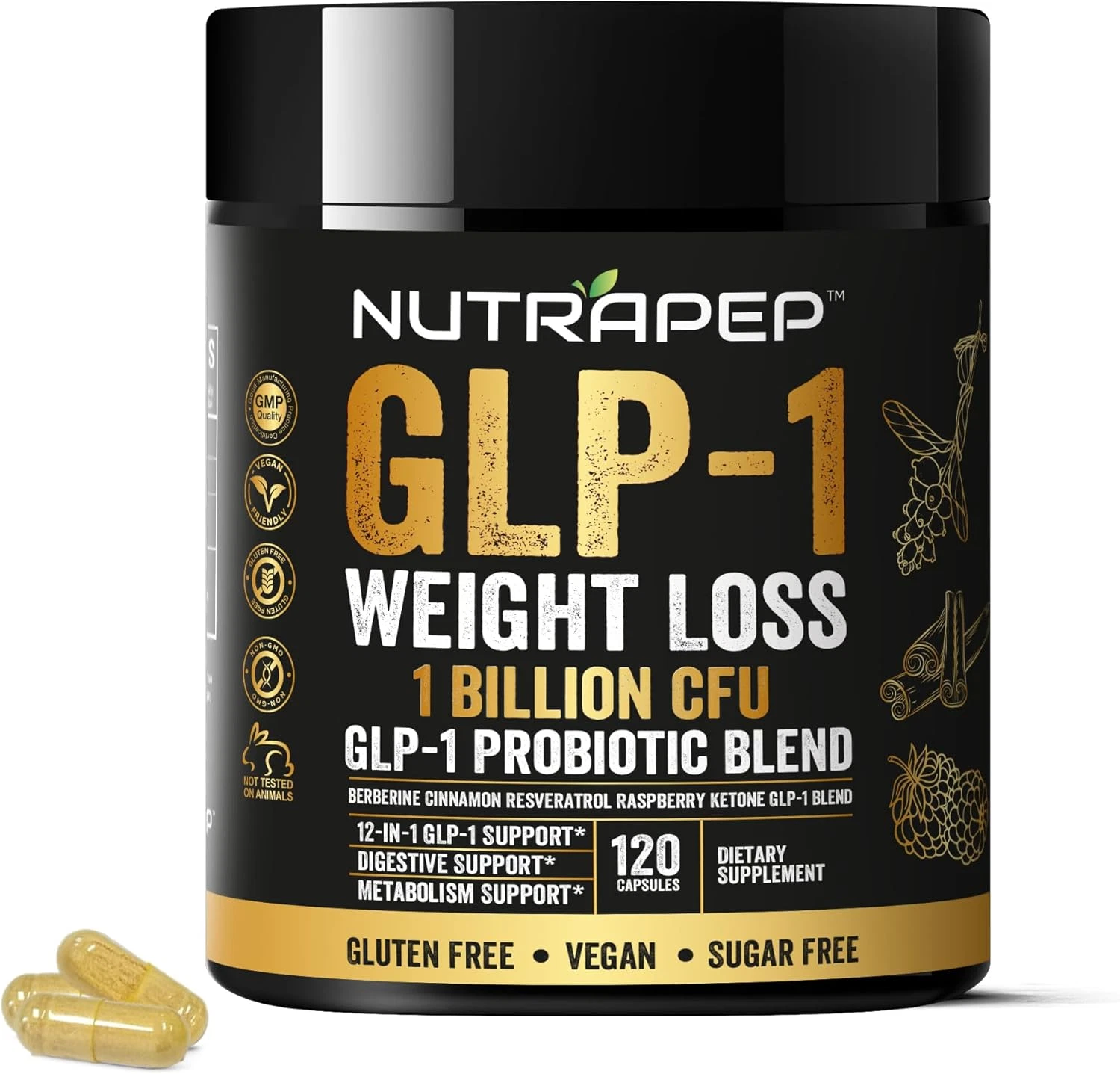 GLP-1 Probiotic Weight Loss Supplement - Glp1 Booster with Berberine for Fat Bur
