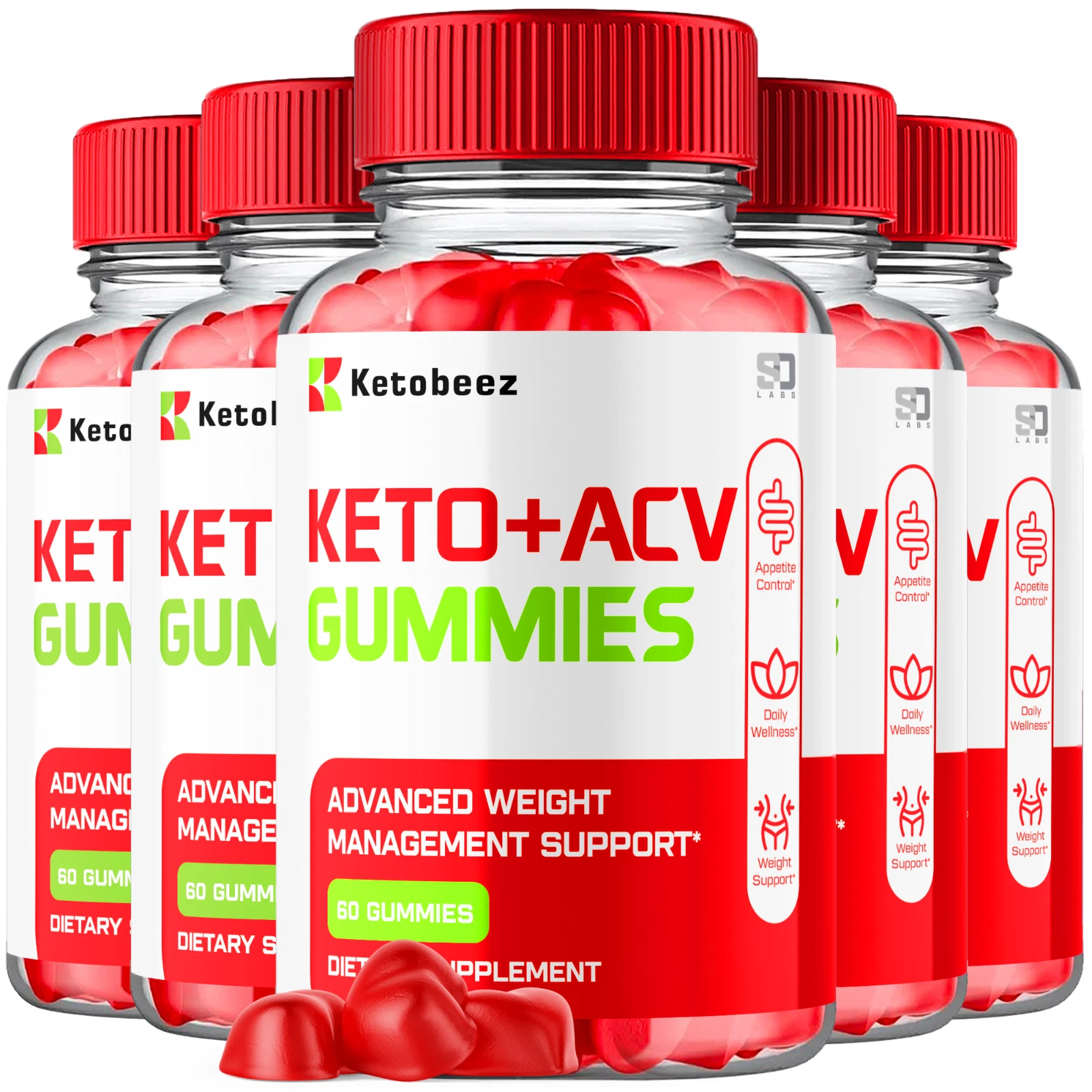 (5 Pack) Ketobeez Keto Gummies, Keto Beez ACV Gummies Weight Loss (300 Gummies)