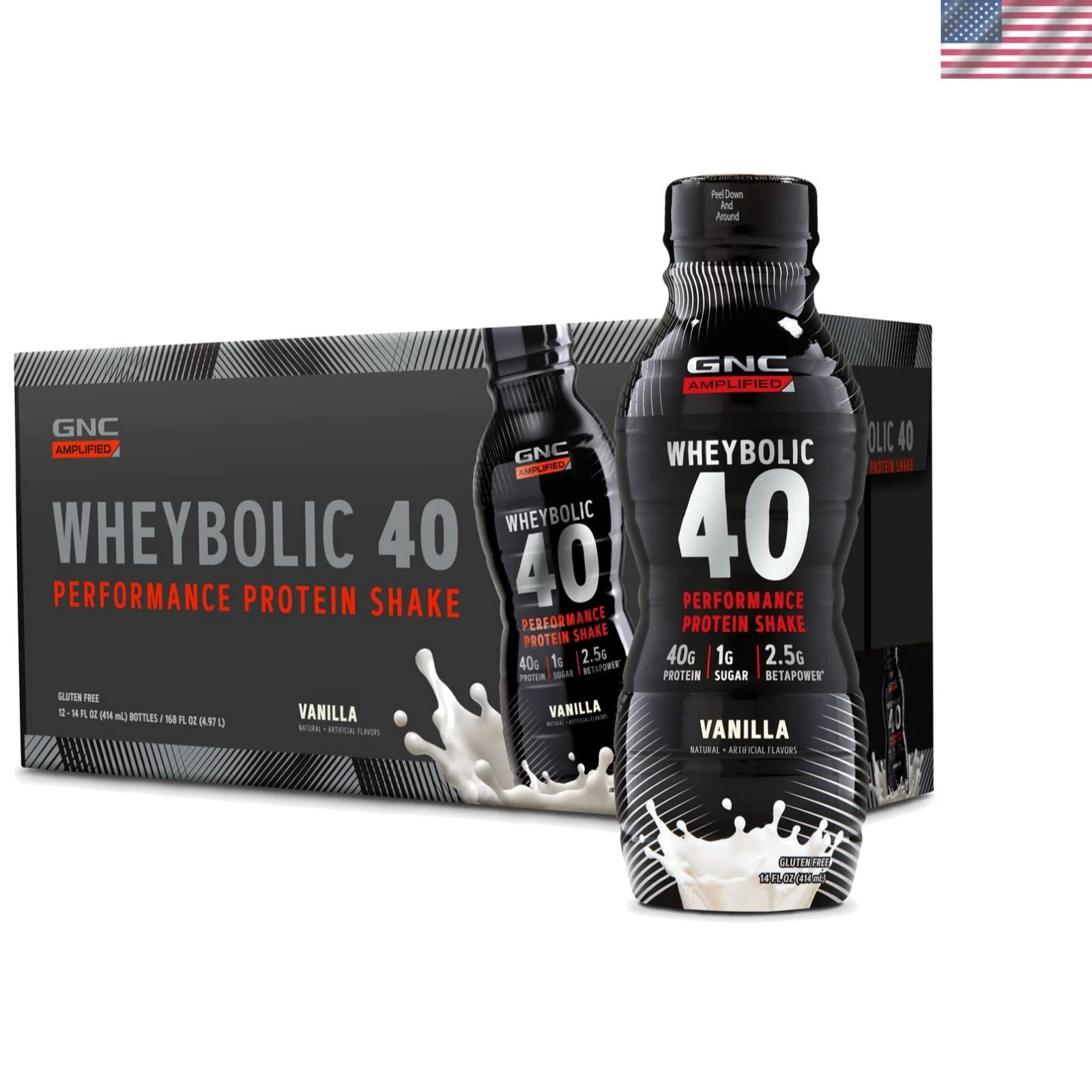 Gluten-Free AMP Wheybolic 40 Protein Shake - Vanilla Flavor, 12 Pack Convenience