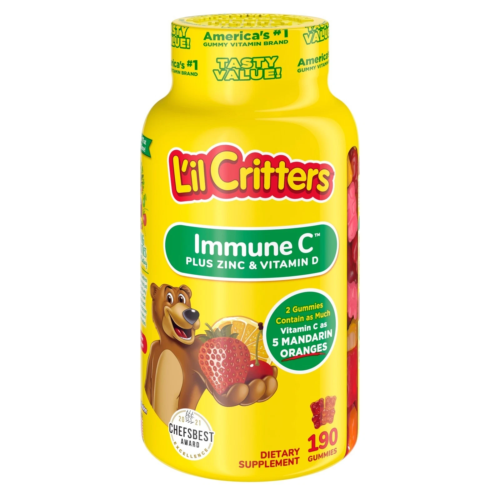 L'il Critters Immune C Kids Gummy Vitamin Supplement; Fruit Flavored; 190 Coun