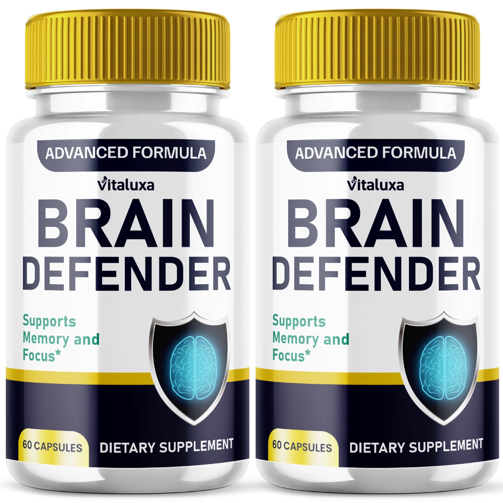 (2 Pack) Brain Defender Memory Support Capsules Cognitive Formula (120 Capsules)