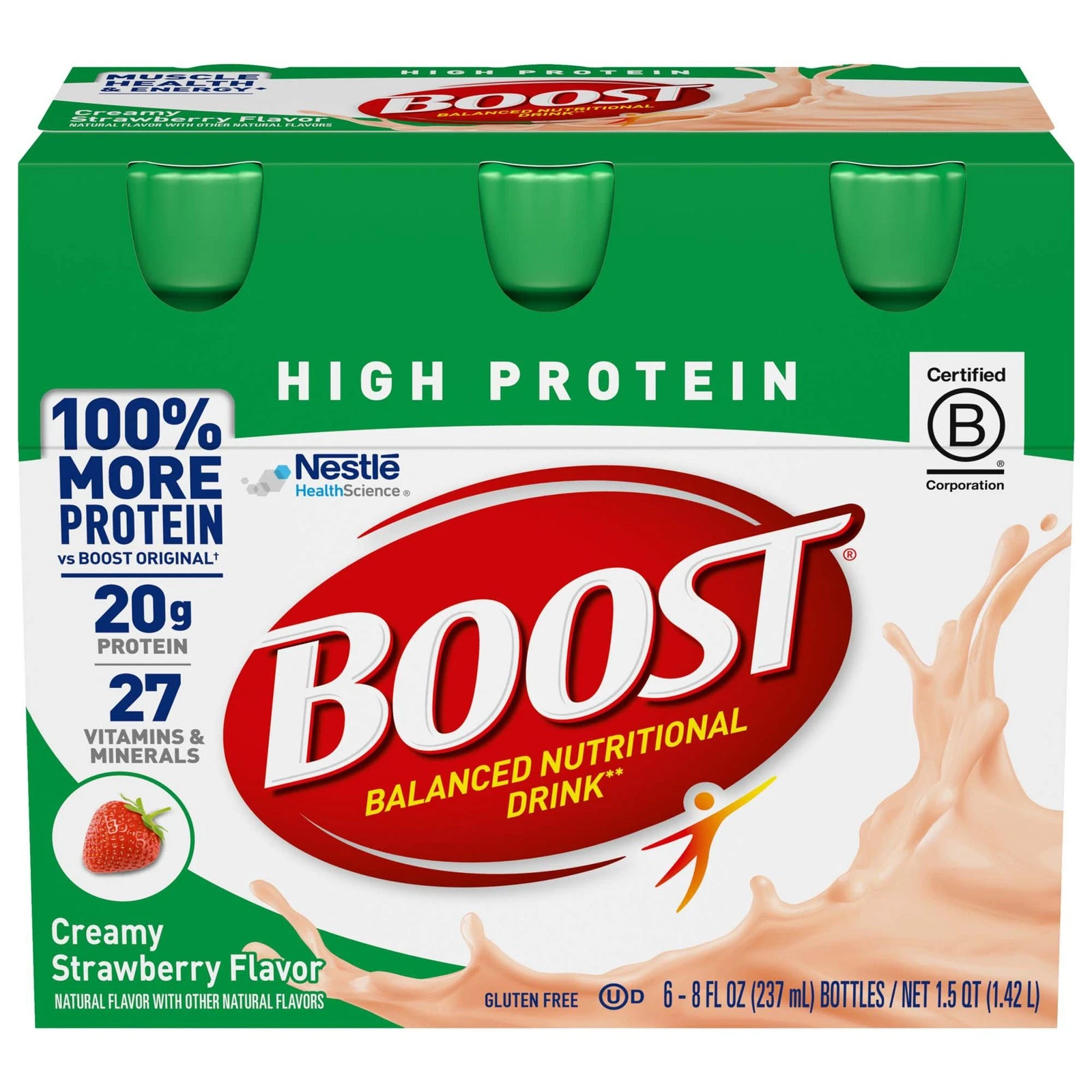 Nestle Boost High Protein Balanced Nutritional Drink Creamy Strawberry 8 oz 6 Ct