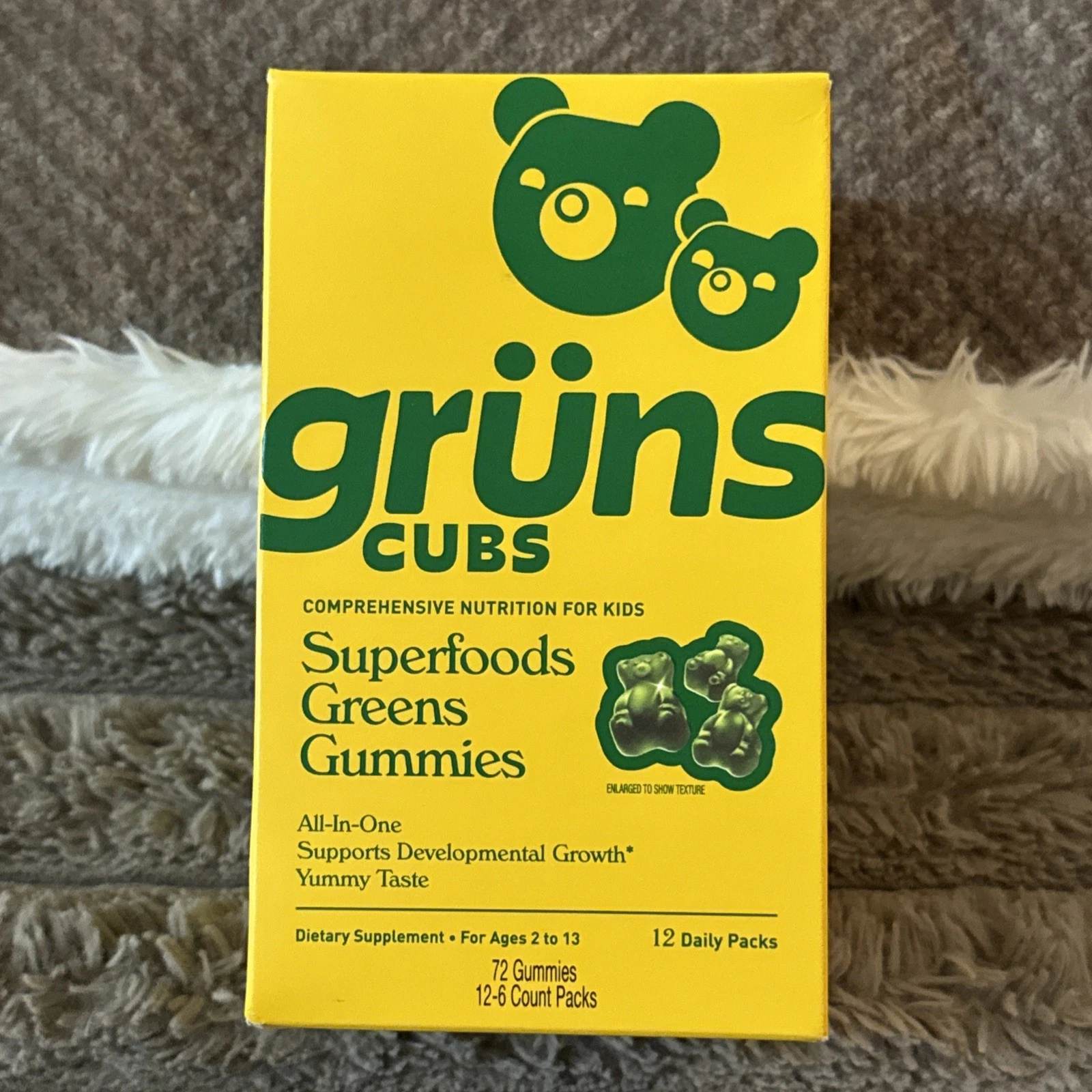 Gruns Cubs Kids Vitamins, Super Greens Gummies - 20 Vitamins & Minerals - 72 Ct