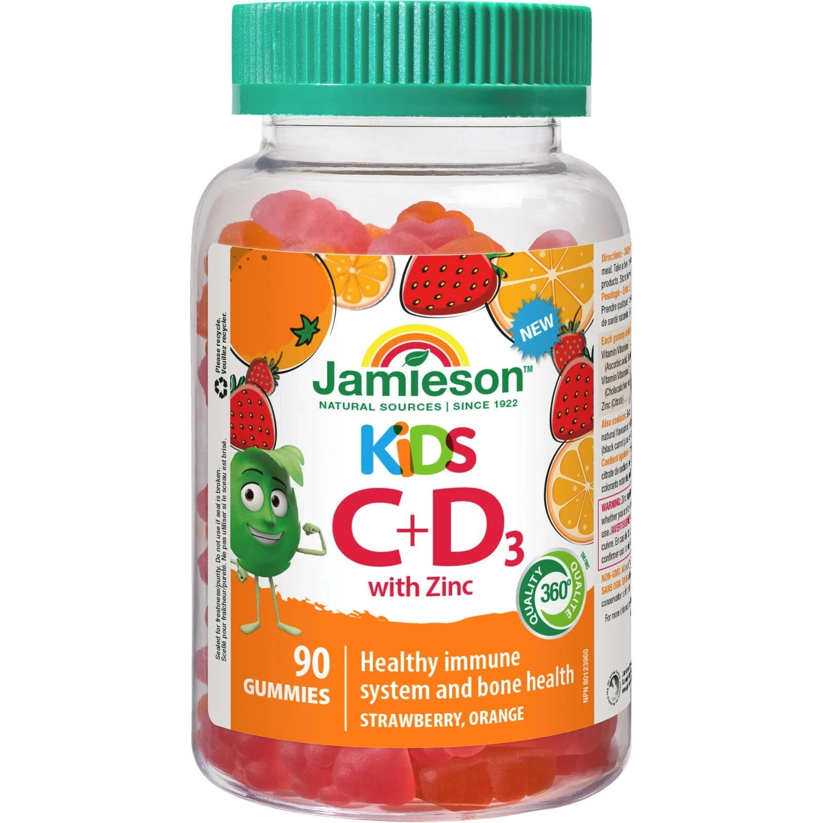 Jamieson Kids C + D + Zinc Gummies Healthy Immune System Bone Health 90 pcs NEW