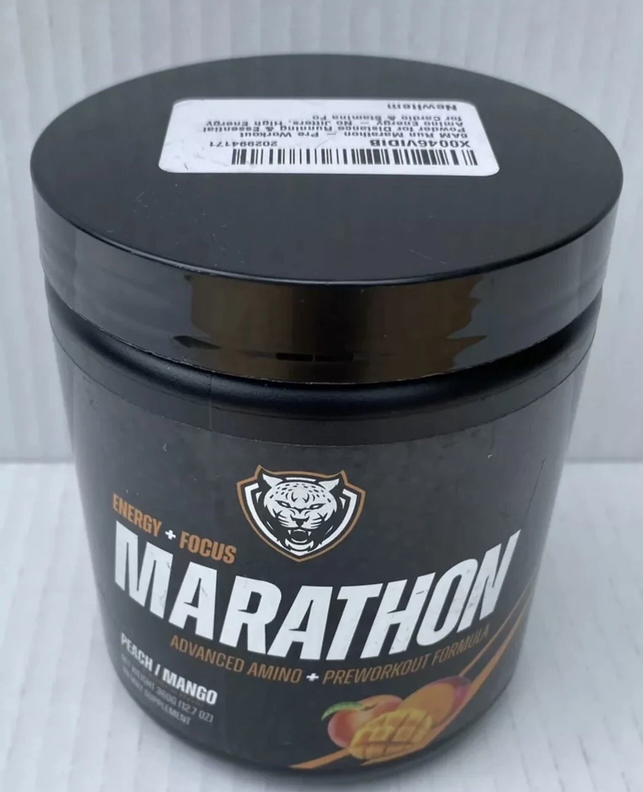 Marathon, Advanced Amino + Preworkout Formula, Peach Mango, 12.7 oz 1/2026