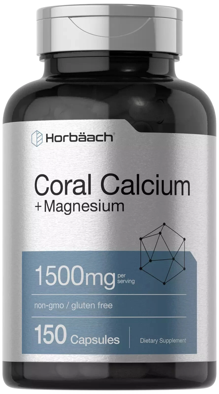 Coral Calcium Capsules 1500mg | 150 Caps | Plus Magnesium, Non-GMO |