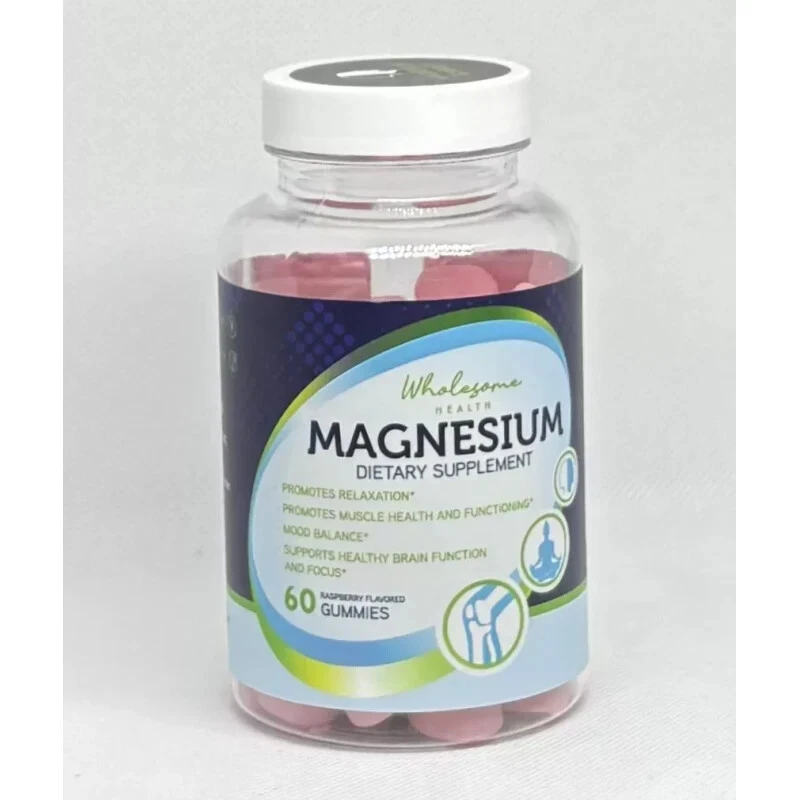 Wholesome Health Magnesium Dietary Supplement Raspberry flavored Gummies - 60Ct