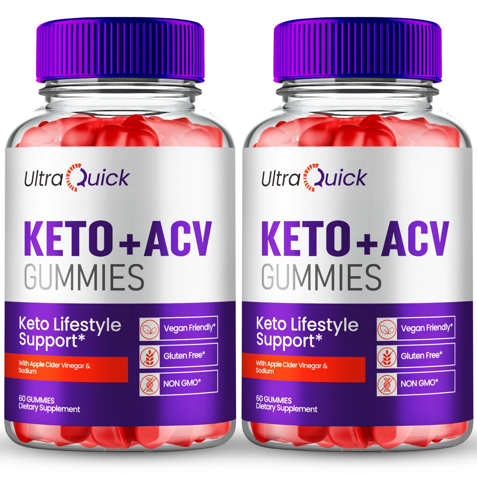 (2 Pack) Ultra Quick ACV Gummies to Repress Appetite Craving & Boost Fat Burning