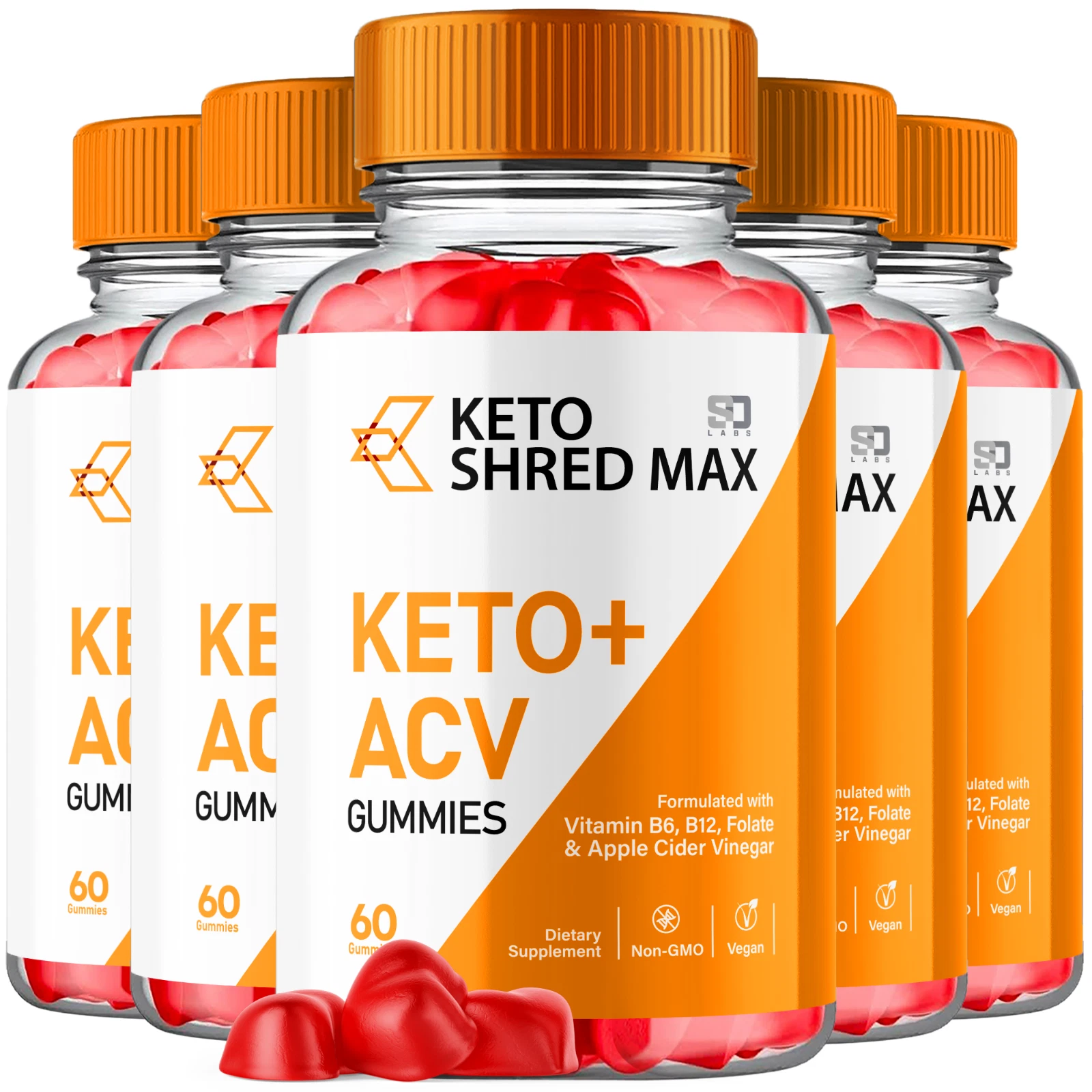 (5 Pack) Keto Shred Max Gummies, Keto Shred Max Keto + ACV Gummies (300 Gummies)