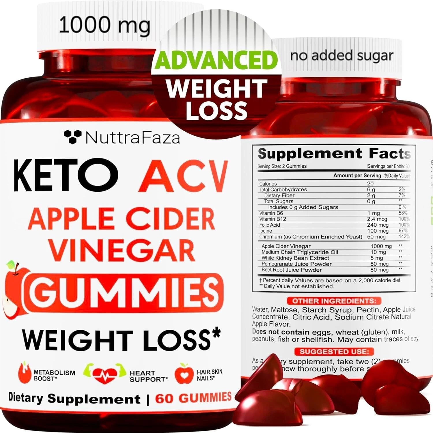 NuttraFaza - Keto +ACV - Apple Cider Vinegar Gummies ADVANCED Weight Loss