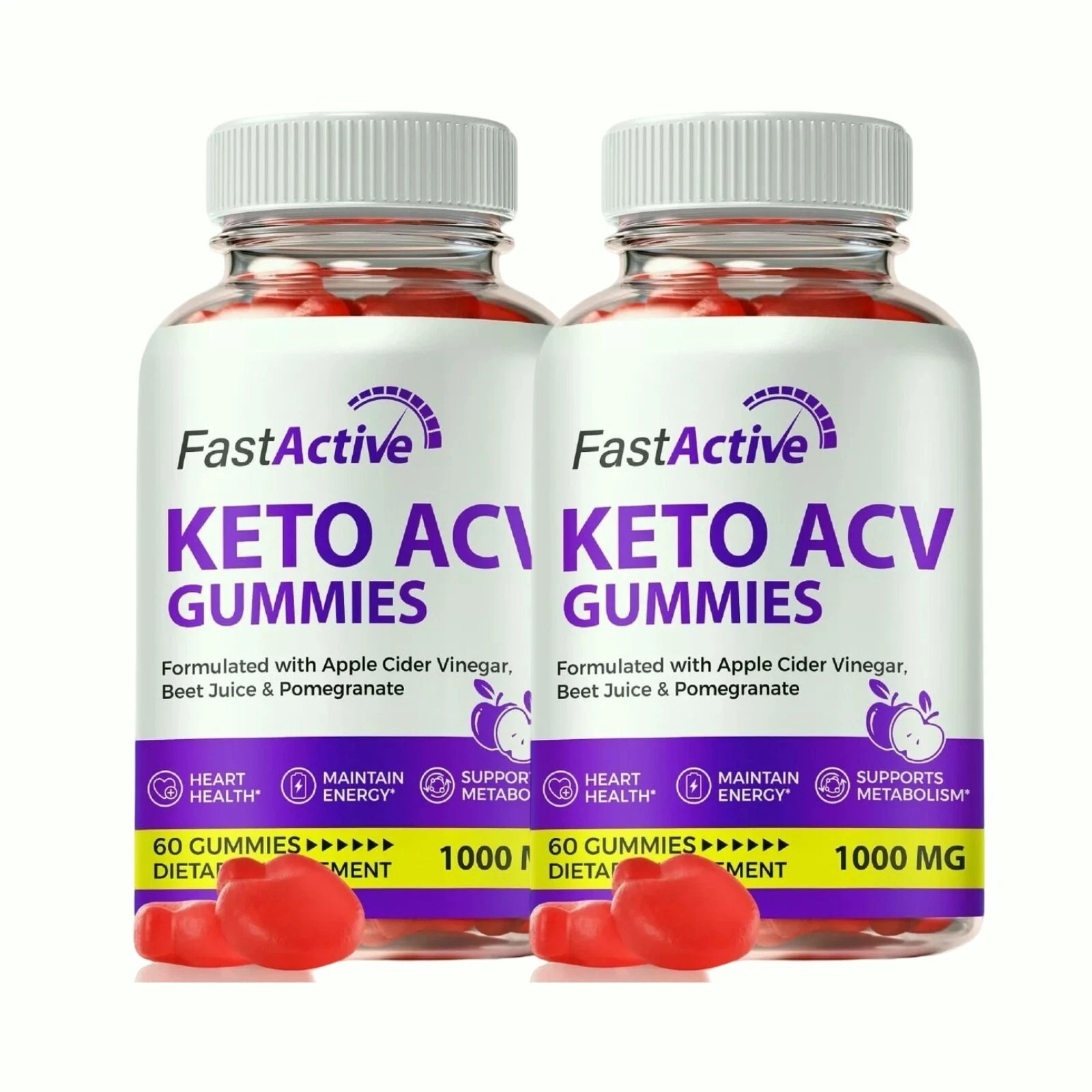 2-Pack Fast Active Gummies, FastActive Keto ACV for Weight Loss - 120 Gummies