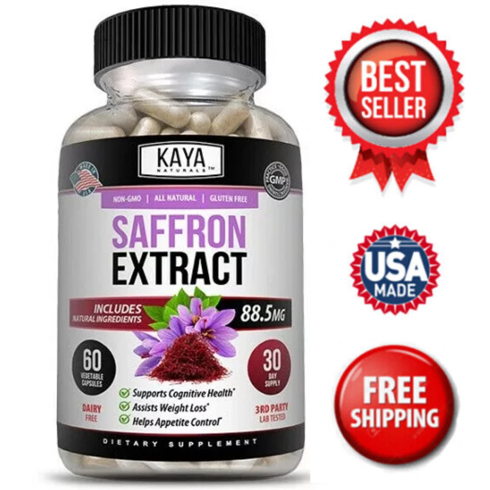 Saffron Crocus Extract 60ct Seasonal Depression Focus Support Appetite Control