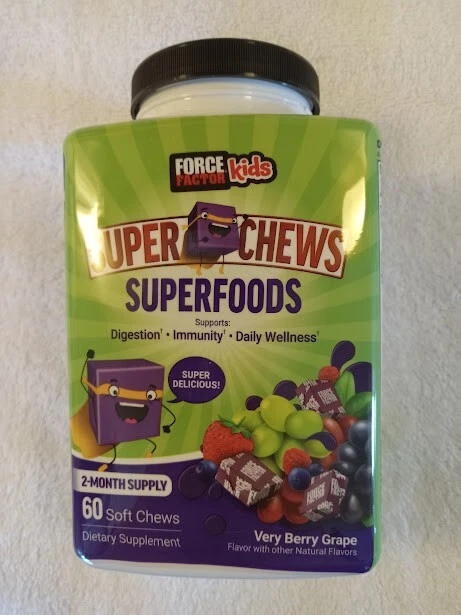 Force Factor Kids Superfood 60 Soft Chews Vitamins and Immune Support Supplement