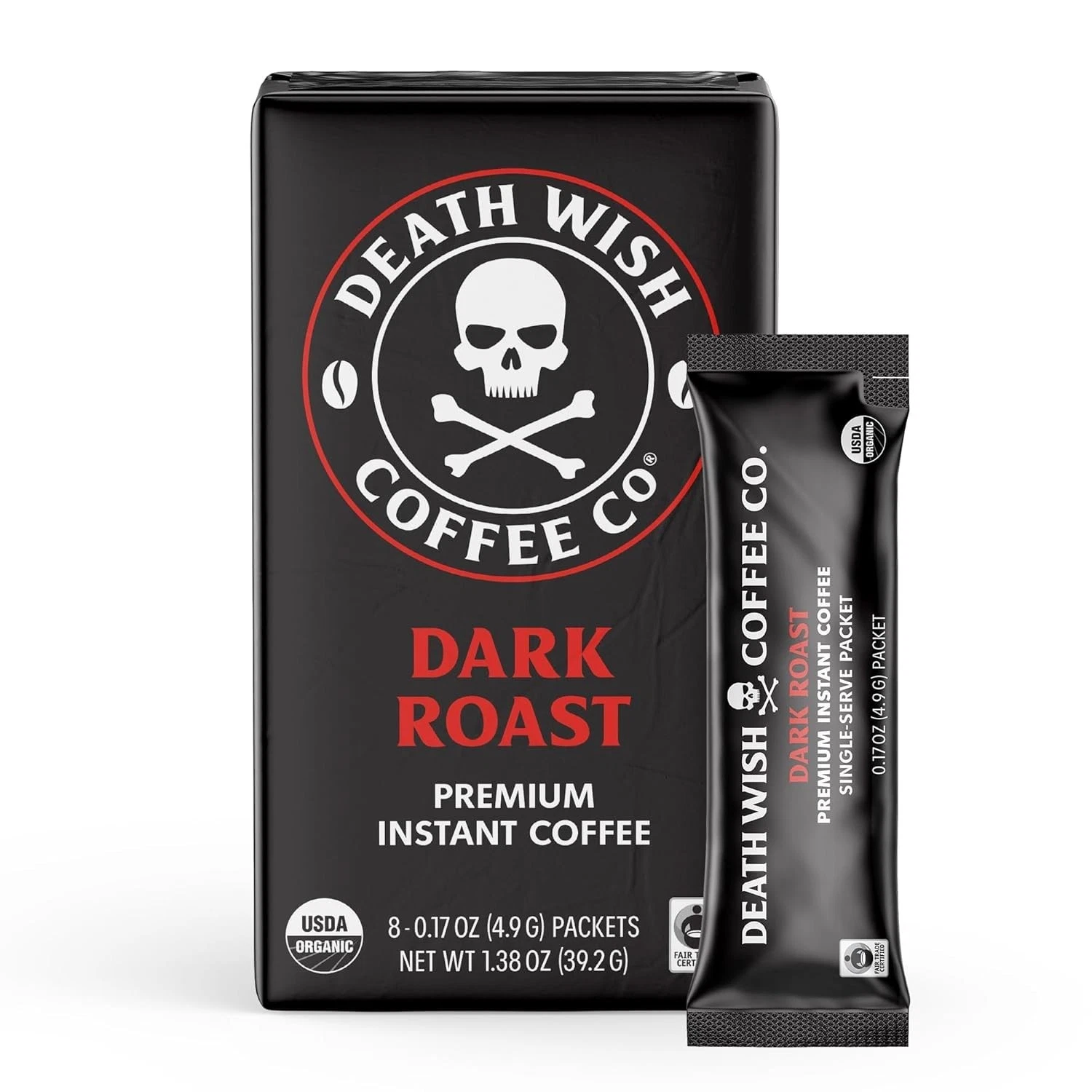 Death Wish Organic Dark Roast Instant Coffee 50 Packets 2/2026