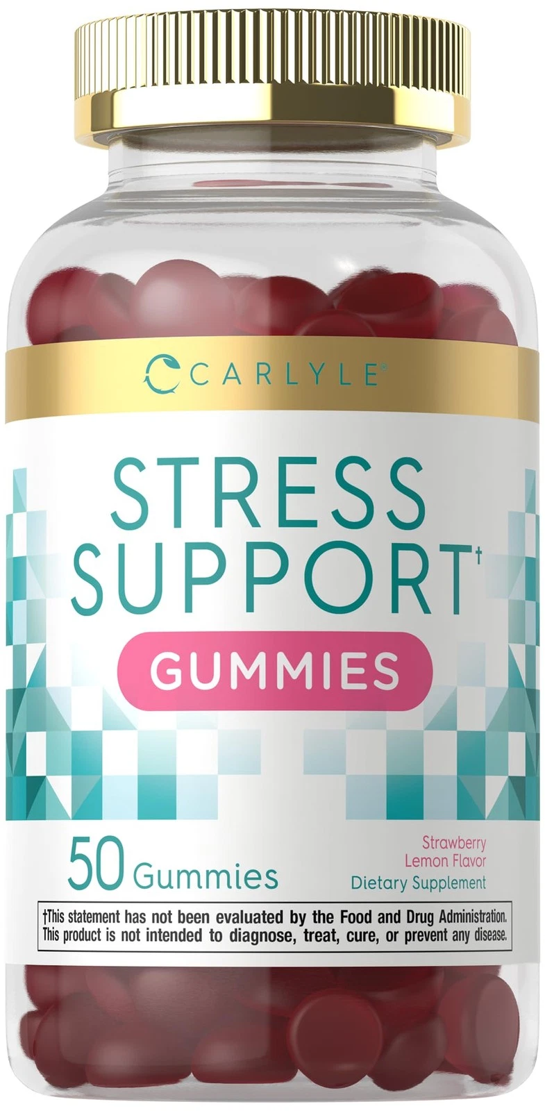 Carlyle Stress Support Gummies | 50 Count | with GABA and L-Theanine | Strawberr